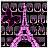 Pink Diamond Eiffel Tower Keyboard Butterfly Theme icon