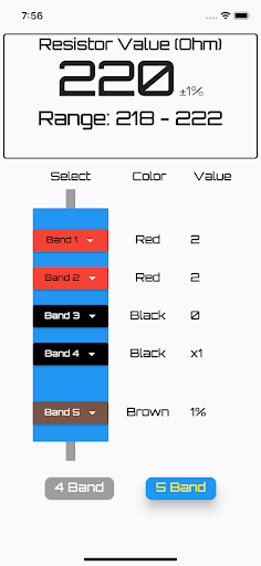 Android application Resistor Calculator screenshort