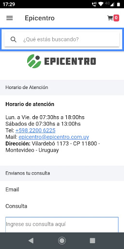 Android application Epicentro Importador Uruguay screenshort