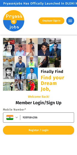 Android application PRYASS 4 JOBS screenshort