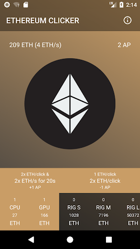 Android application Ethereum Clicker screenshort
