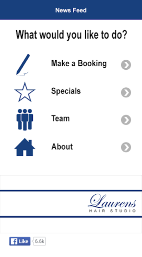 Android application Laurens Hair Studio screenshort