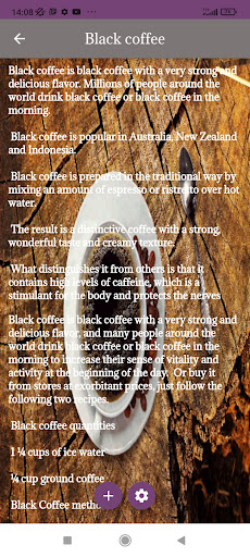 Android application Types and benefits of coffee screenshort