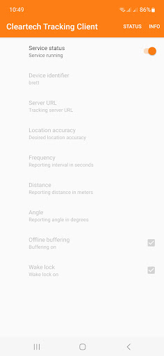 Cleartech Tracking Client Screen 3
