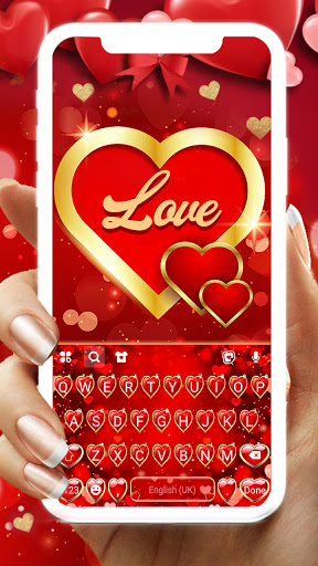 Android application Golden Love Hearts Theme screenshort