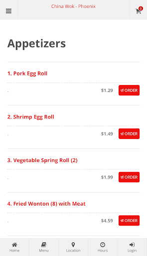 China Wok - Phoenix Ordering Screen 2