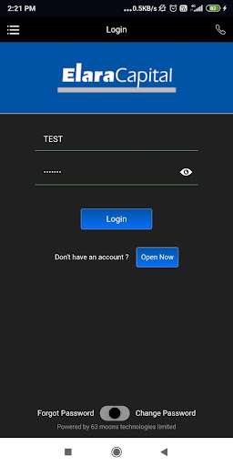Android application Elara Capital Mobile screenshort