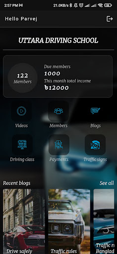 Android application Uttara driving school screenshort