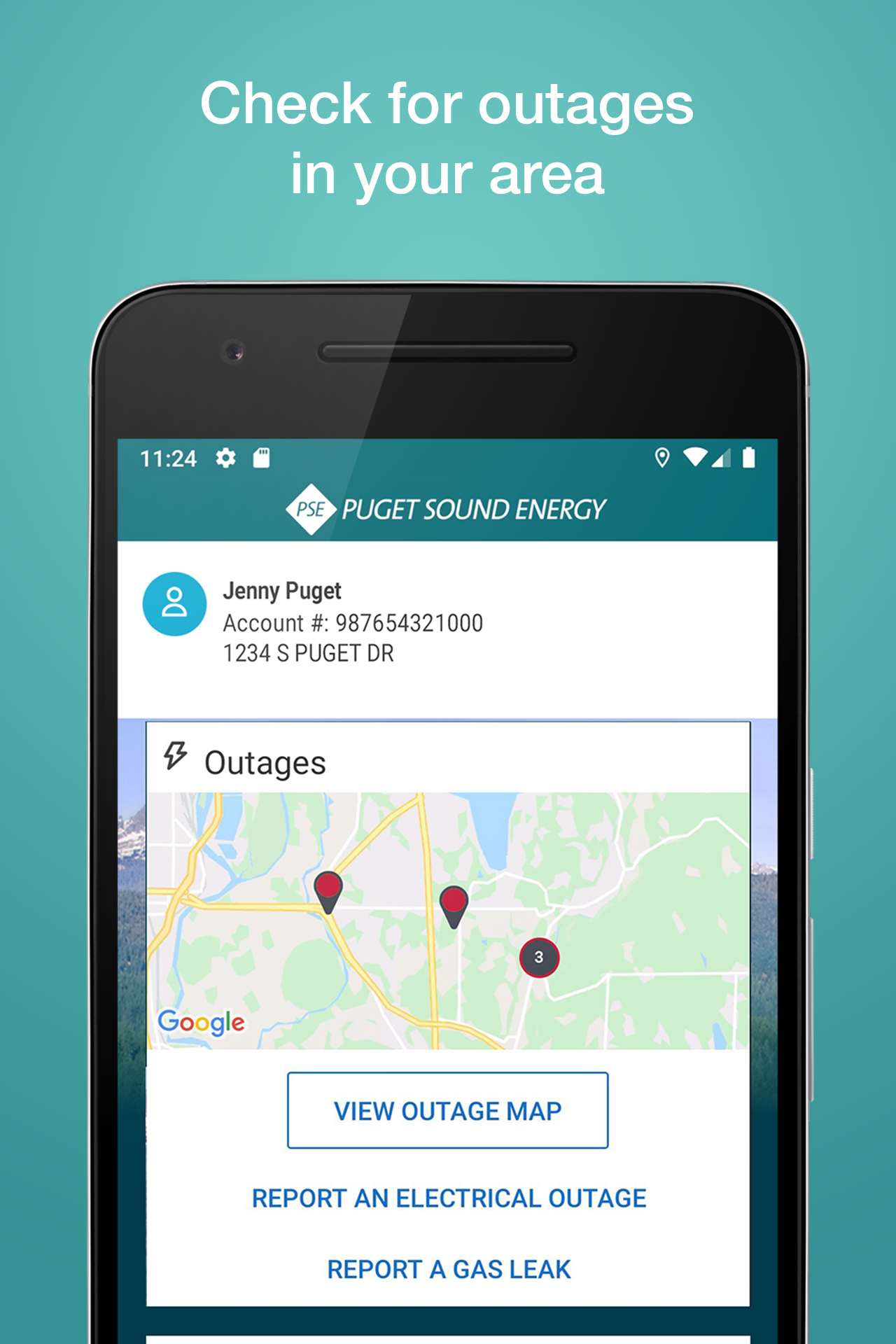 Android application myPSE from Puget Sound Energy screenshort