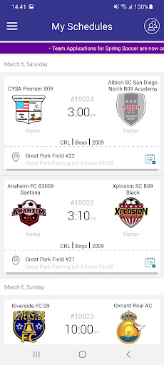 Android application CRL Soccer screenshort