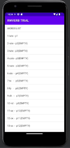 Android application RW 1051VERB TRIAL screenshort