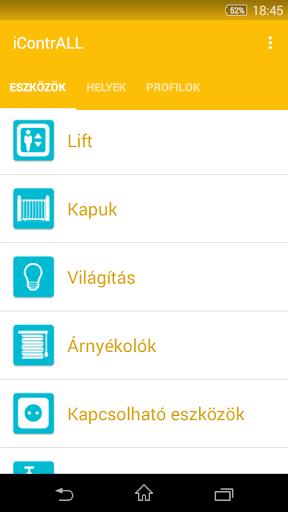 Android application iContrALL screenshort