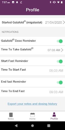 Galafold MyDay Screen 2
