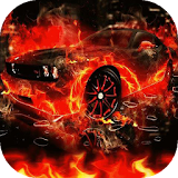 Car on fire live wallpaper icon