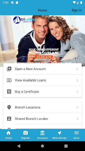 Android application Tri-Cities Credit Union screenshort