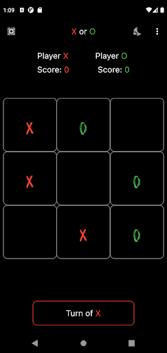 Android application X or O screenshort