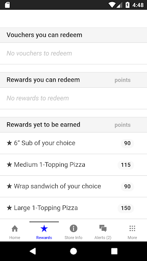 Android application Eaton's Pizza Rewards screenshort