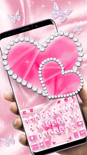Android application Pink Lux Silk Hearts Keyboard screenshort