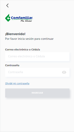 Android application Comfamiliar Gimnasios screenshort
