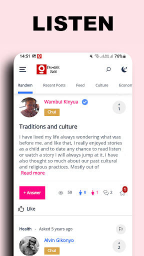 Android application Fatuma’s Voice Forum screenshort