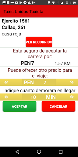 Taxis Unidos Conductor Screen 2