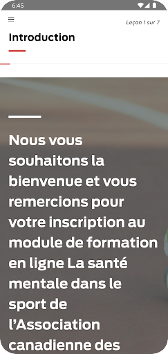 La santé mentale dans le sport Screen 2