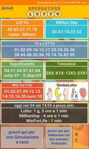 Android application Generatore Lotto screenshort