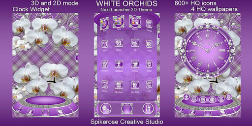 Android application White Orchids 3D Next Launcher screenshort