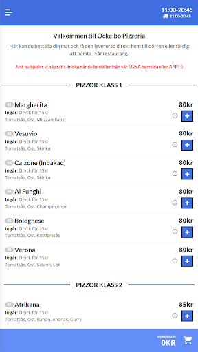 Android application Ockelbo Pizzeria screenshort