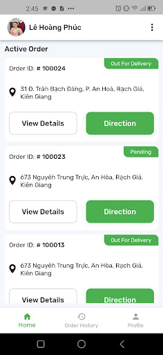 Android application Bún đậu Vi Diệu Shipper screenshort