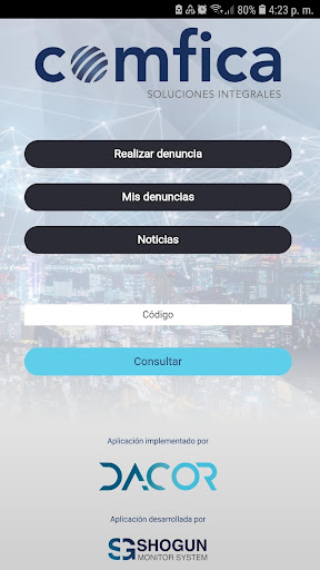 Android application COMFICA Línea de Ética screenshort