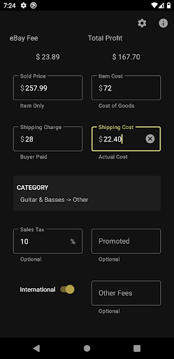 Final Fee Calculator Screen 2