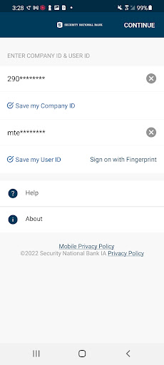 Android application SNB Iowa Business Banking screenshort