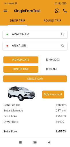 SingleFareTaxi (Droptaxi24x7) Screen 3