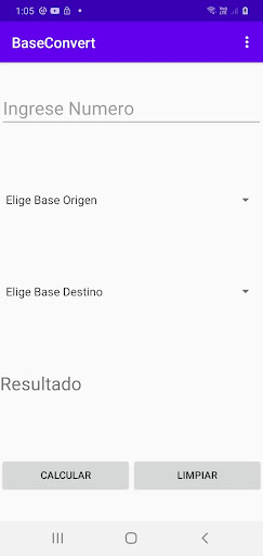 Android application Base convert - Conversor de Ba screenshort
