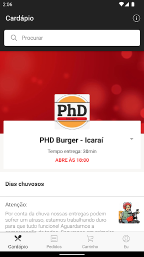 Android application PHD Burger screenshort