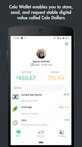 Android application Celo Alfajores Wallet - TEST O screenshort