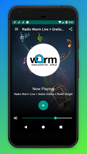 Android application Warm Radio 104.2 FM België App screenshort