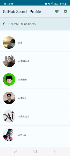 Github User Search Screen 2