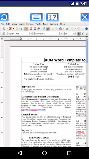 AndroWriter document editor Screen 2