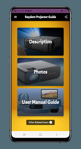Android application Raydem Projector Guide screenshort