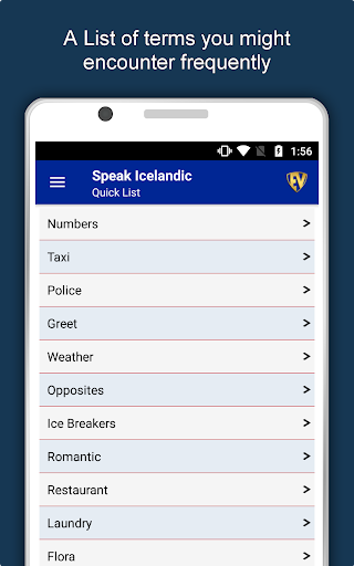 Screenshot of Learn Icelandic Language App