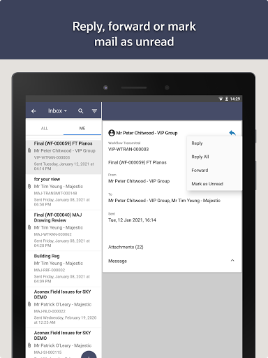 Screenshot of Oracle Aconex