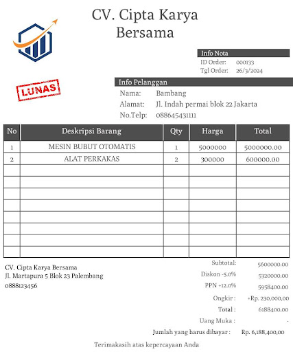 Android application Nota Transaksi Penjualan screenshort