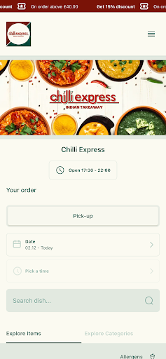 Android application Chilli Express screenshort