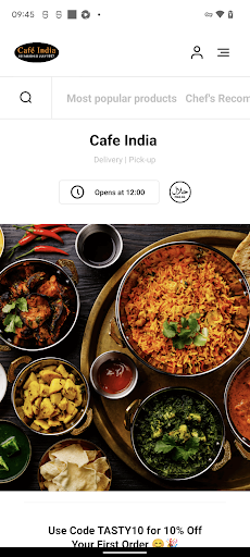Android application Cafe India Tullamore screenshort