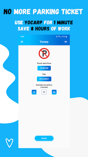 Android application Yocarp: No More Parking Ticket screenshort