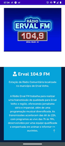 Android application Erval FM 104,9 screenshort