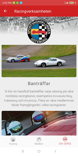 Android application Sportvagnsklubben Göteborg screenshort