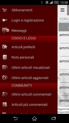 Codici e Leggi Screen 2